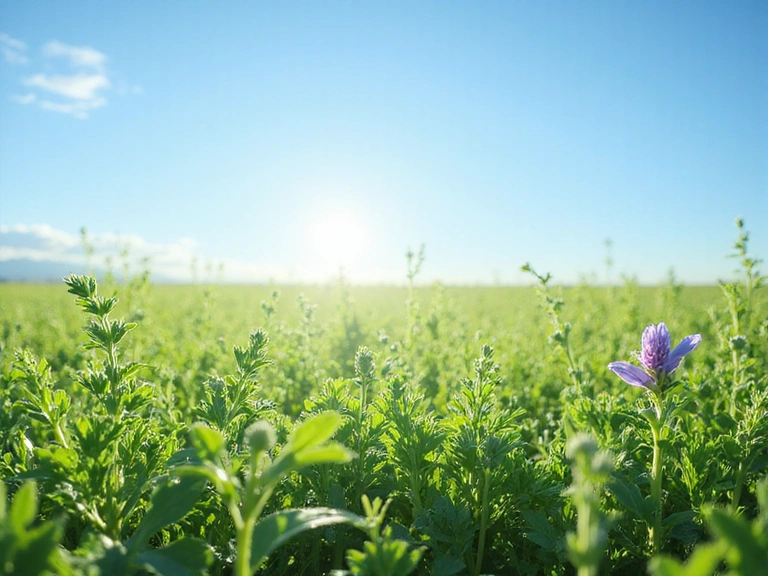 Malownicze pola pełne ziół i naturalnych składników, symbolizujące pochodzenie produktów Glucoactivhub